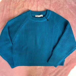 💙 Zara crewneck Blue knit sweater